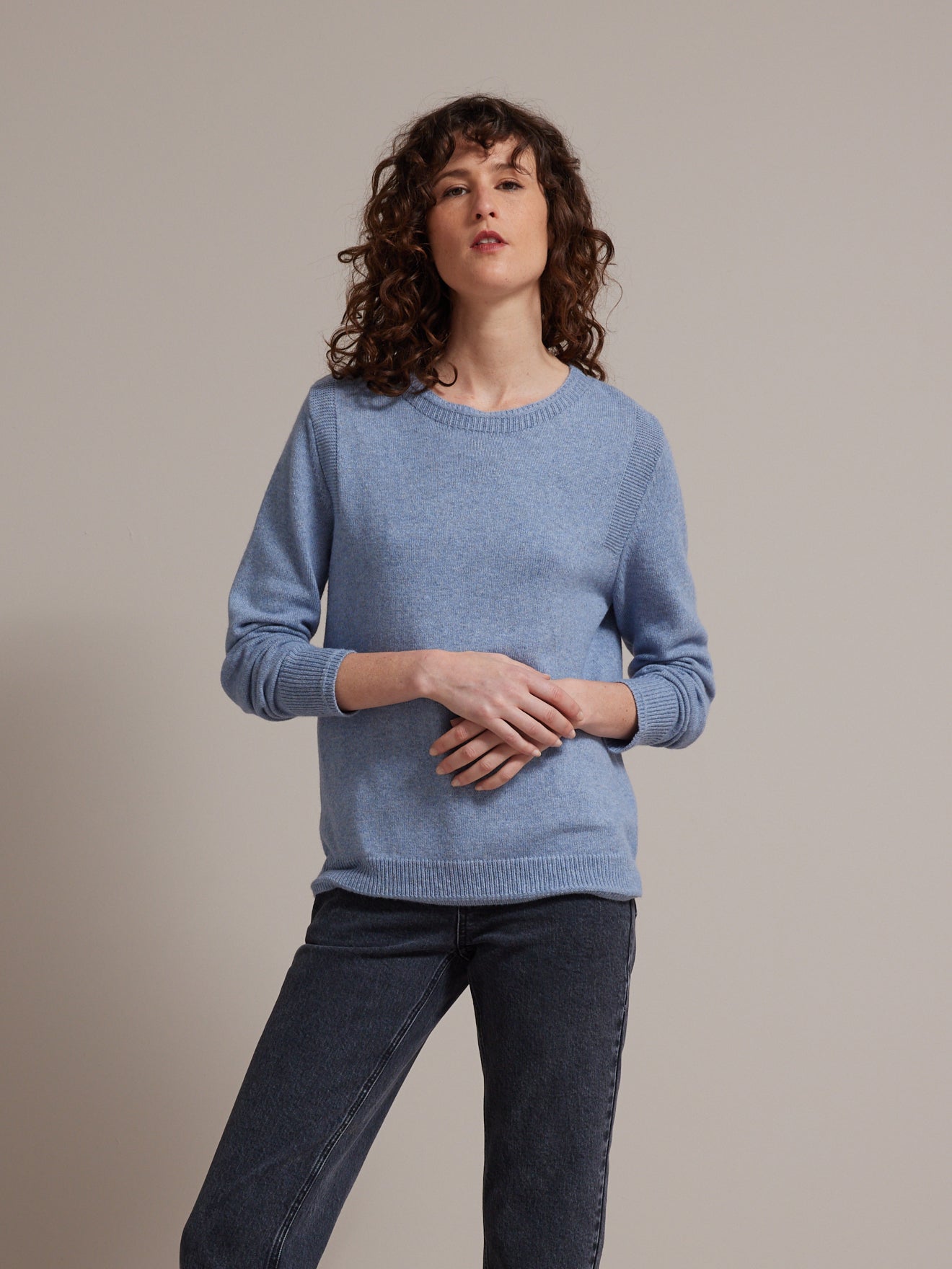 Pull col rond femme laine mérinos RWS*