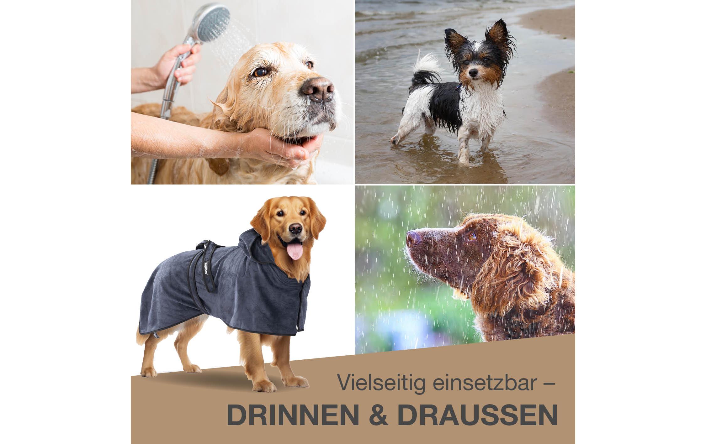 Bademantel Beige / Blau, MHundebademantel