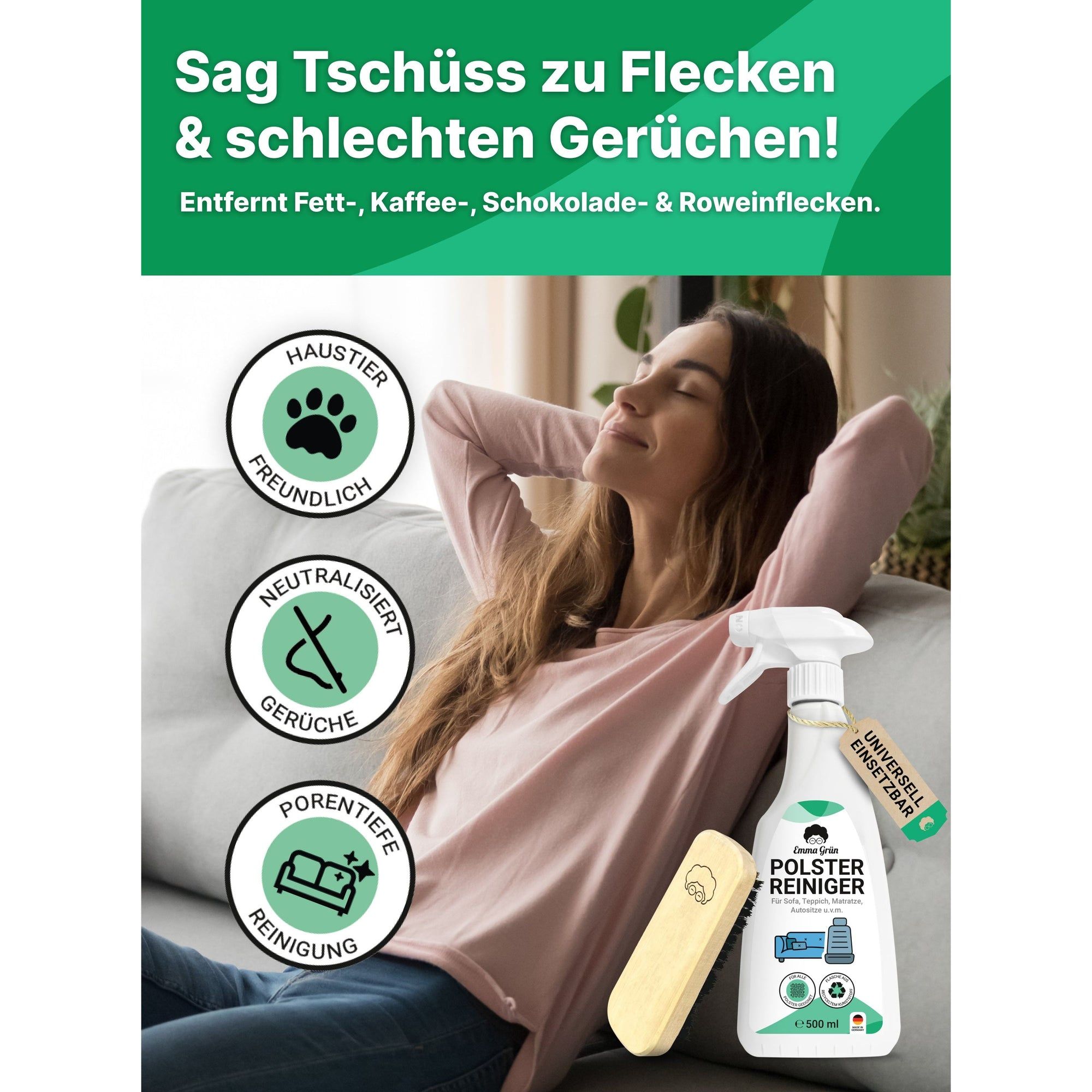 Emma Grün® Sauber & Frisch Spar-Set mit Polsterreiniger & Bio Raumspray Lavendel