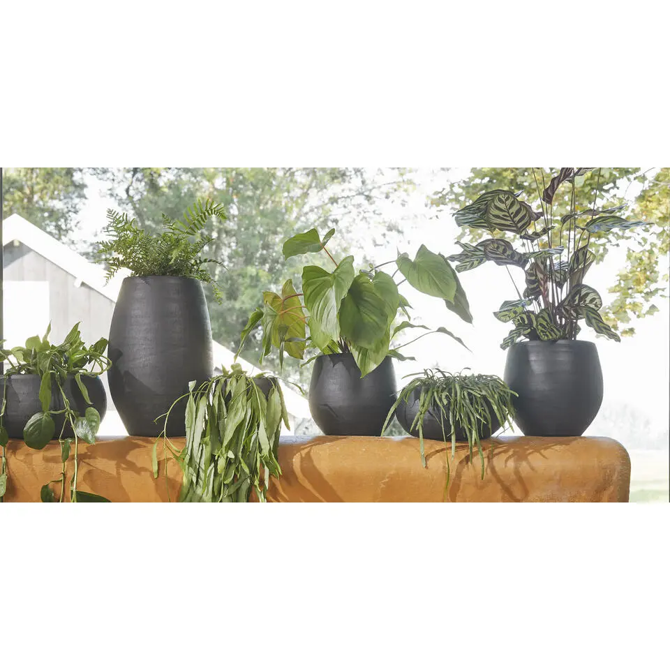Mica Decorations Bloempot Boule - mat zwart - keramiek - 20 x 18 cm