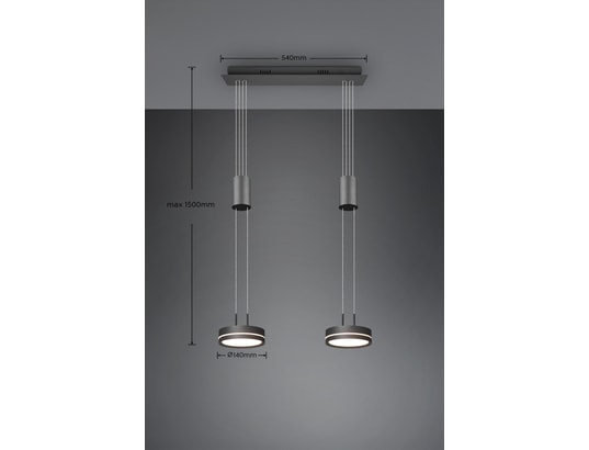 TRIO - Lustre Franklin - suspension d'intérieur 2 led - coloris anthracite...