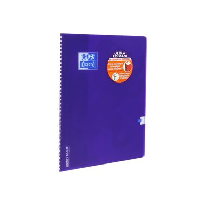 Oxford Openflex - Cahier polypro à spirale 24 x 32 cm - 100 pages - grands carreaux (Seyes) - disponible dans différentes couleurs
