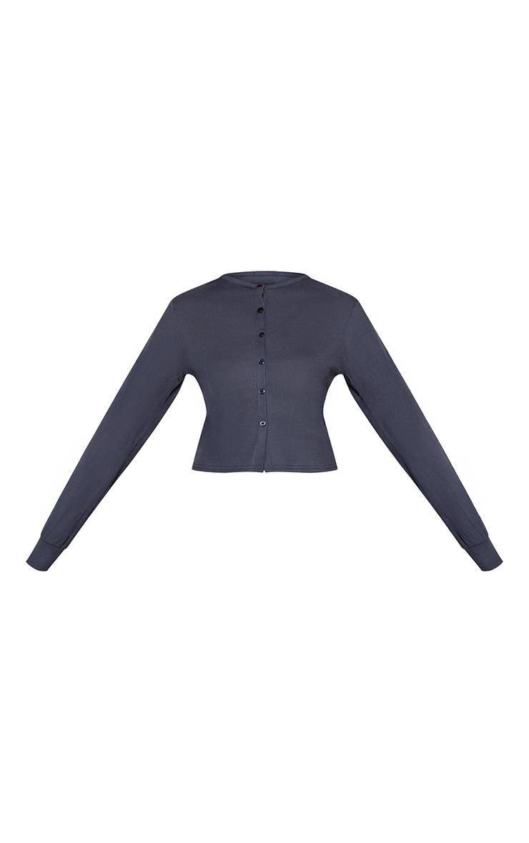 Charcoal Grey Cardigan Côtelé À Taille Cintrée