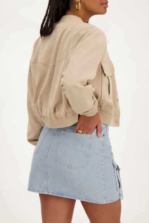Blauwe cargo denim mini rok