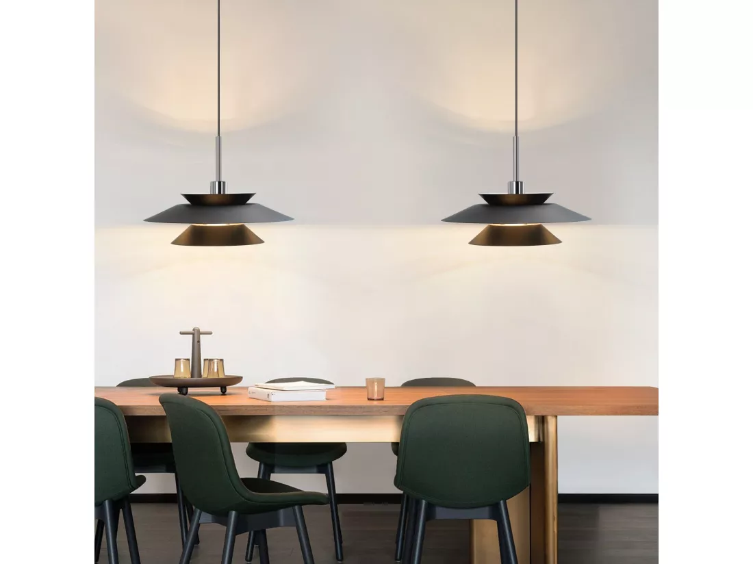 NETTLIFE Suspension Fer Noir Diam.28cm E14 - Lampe de Table à Manger Salon Moderne Chambre 1 Ampoule pour Cuisine Couloir d'Hôtel