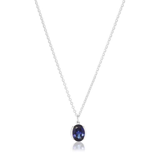 Sif Jakobs Jewellery Ellisse Carezza Halskæde, Sølv/Blå, 45 cm
