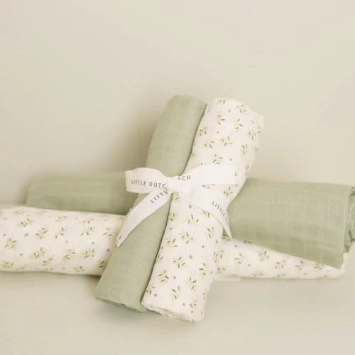Swaddle doeken hydrofiel 70 x 70 Blueberry Leaves & Sage kopen? | Little Dutch