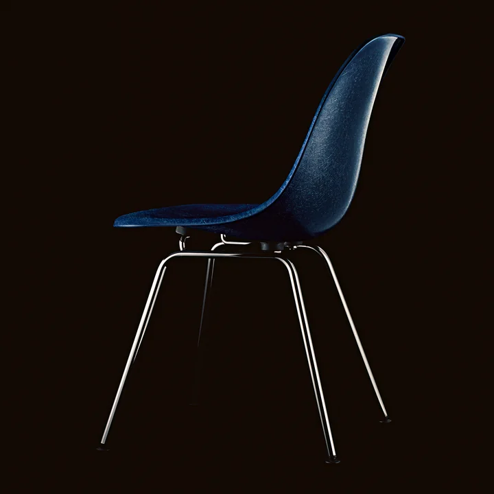 Vitra - Eames Fiberglass Side Chair DSX, basic dark / Eames elephant hide grey (Filzgleiter basic dark)