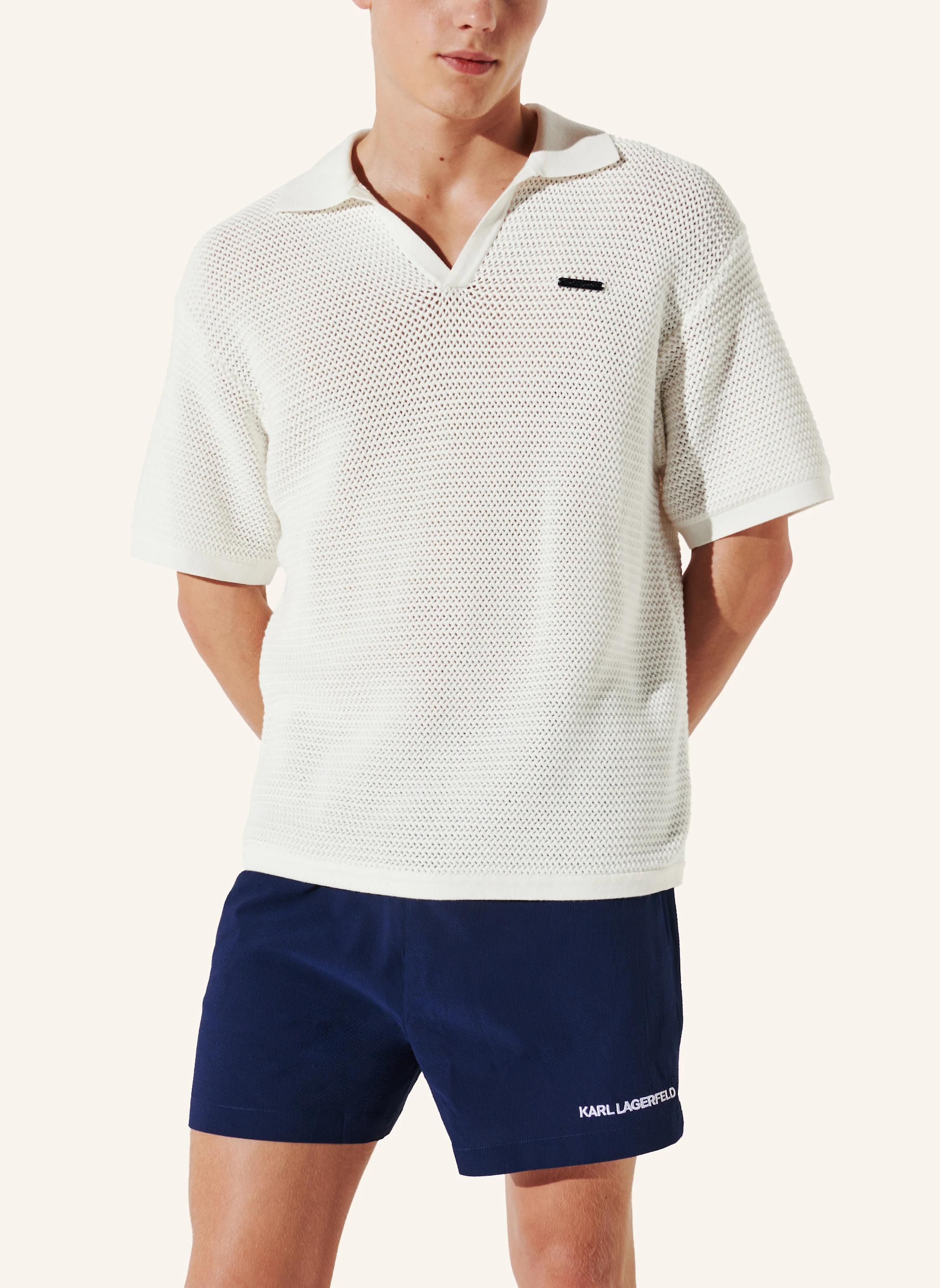 KARL LAGERFELD HOTEL KARL GEHÄKELTES POLOSHIRT