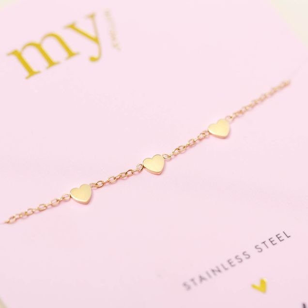 My Jewellery | armband 3 hartjes | goudkleurig