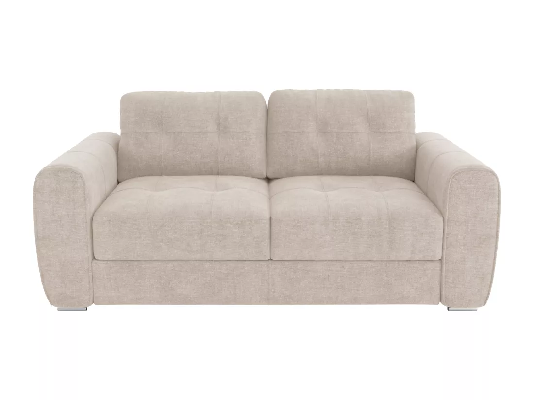 Canapé 3 places convertible express en tissu beige - Couchage 140 cm - Matelas 22 cm BOLIPO
