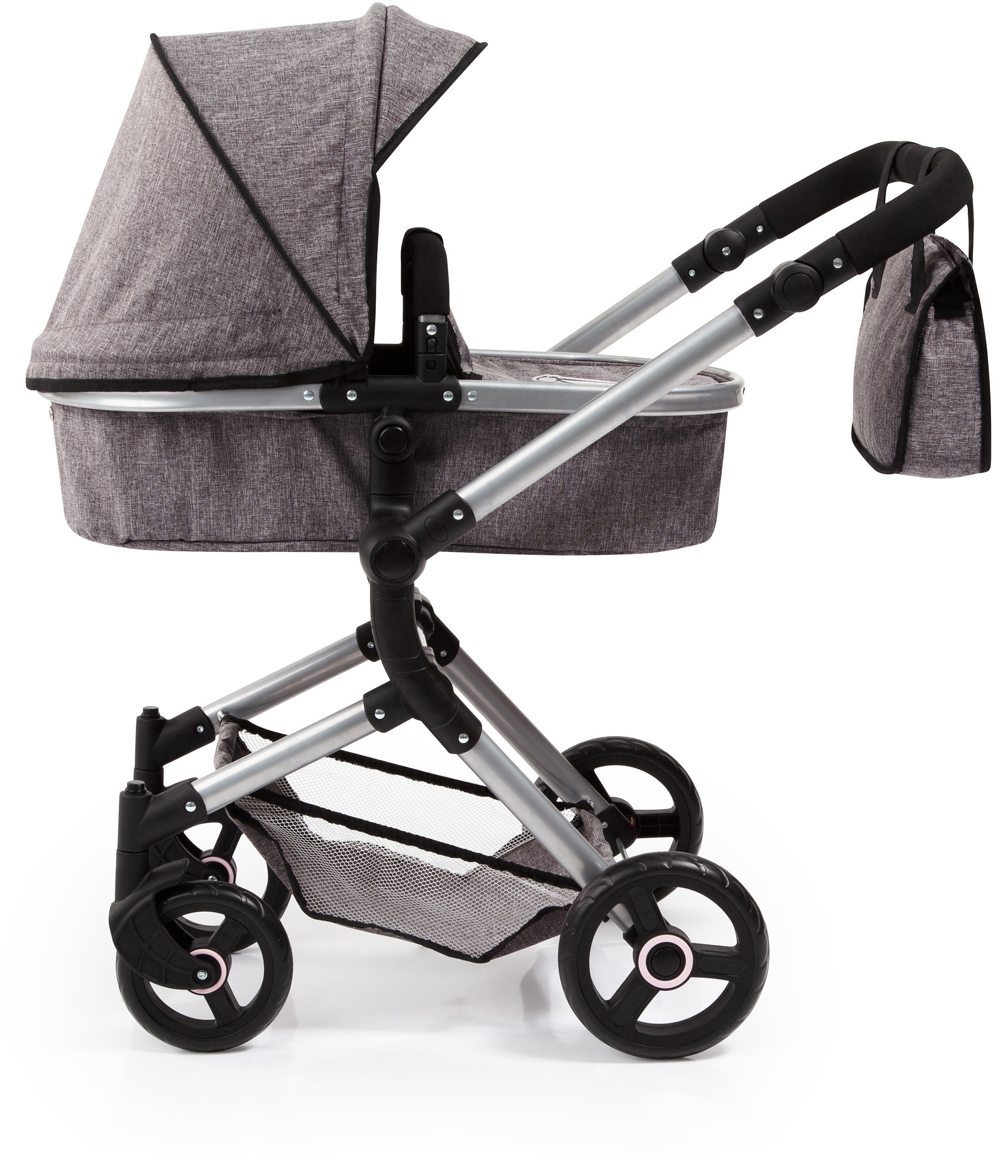 Bayer Kombi-Puppenwagen »Vario, Grau« inkl. Wickeltasche