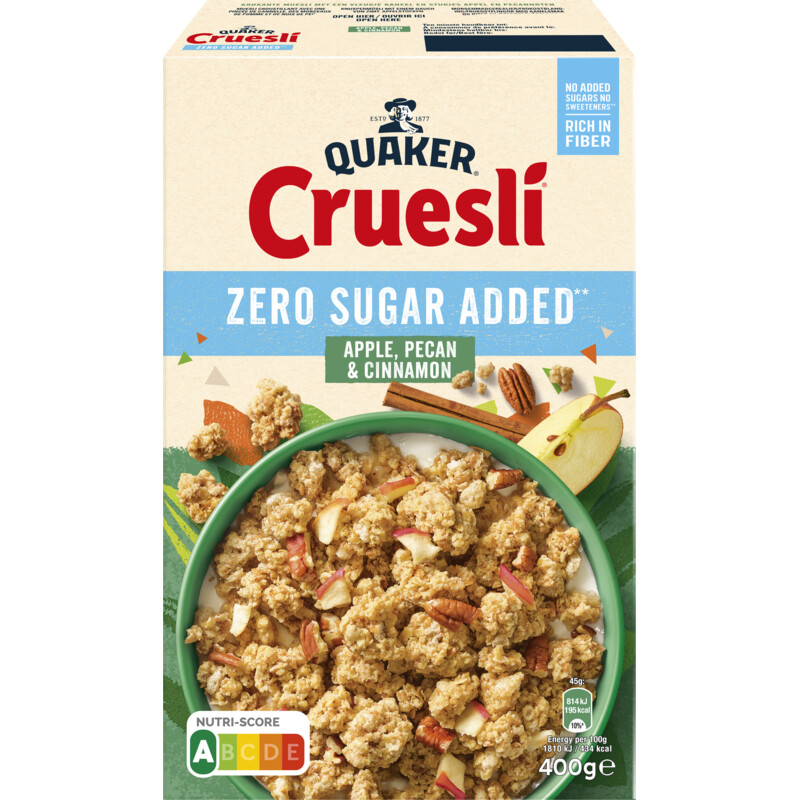 Quaker Zero sugar added apple, pecan & cinnamon