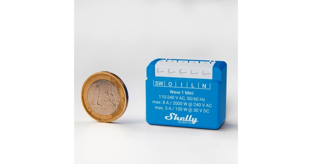 ShellyQubino Wave 1 Mini relais  (Blauw/wit, 1-kanaals, Z-Wave)