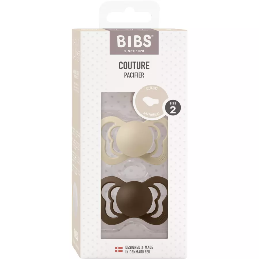 BIBS® Schnuller Couture VanillaMocha Silikon 6-18 Monate, 2 Stk.