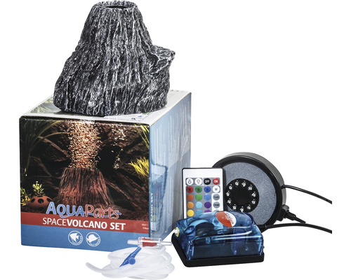 Aquariumdecoratie AquaParts Space Volcano Set incl. Magic Bubble LED en luchtpomp 16,5 x 16,5 x 20 cm, vulkaan