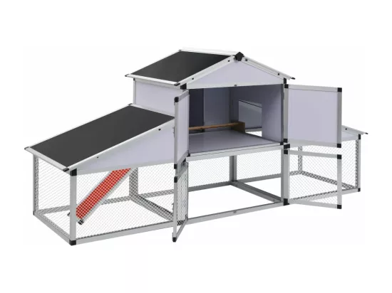 Poulailler avec rampes et nichoir Aluminium