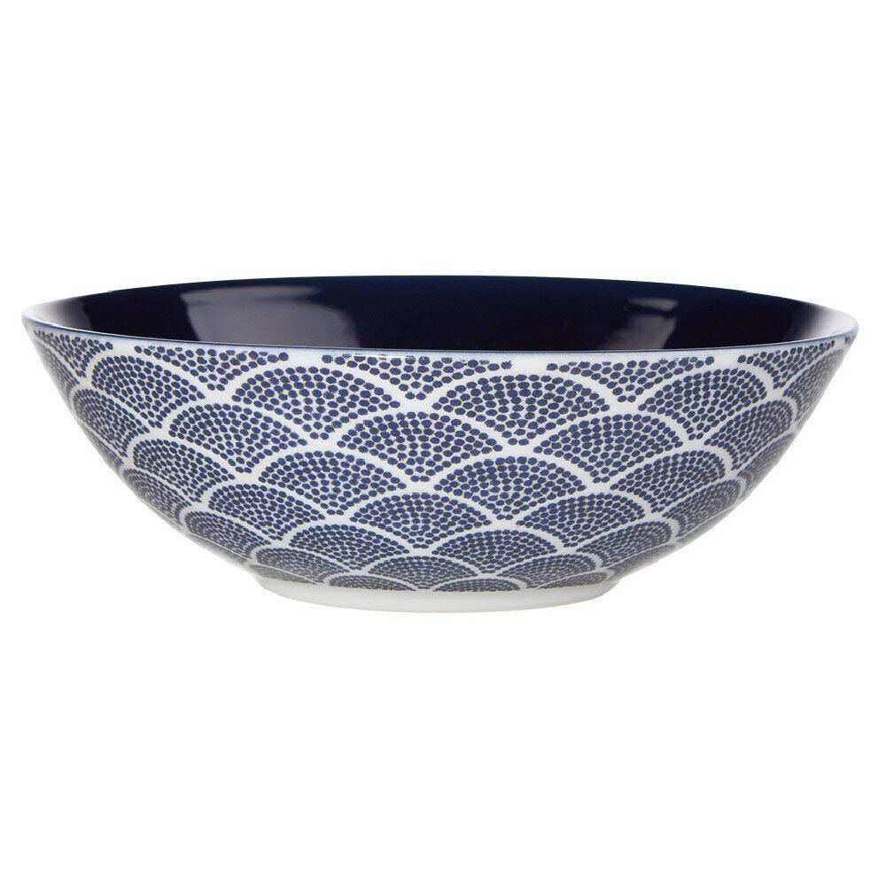 Assiette creuse en porcelaine décor vague japonaise