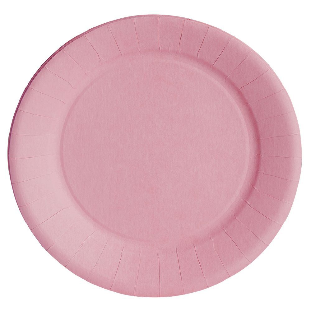 Lot de 10 assiettes en carton rose nude Ø23 cm