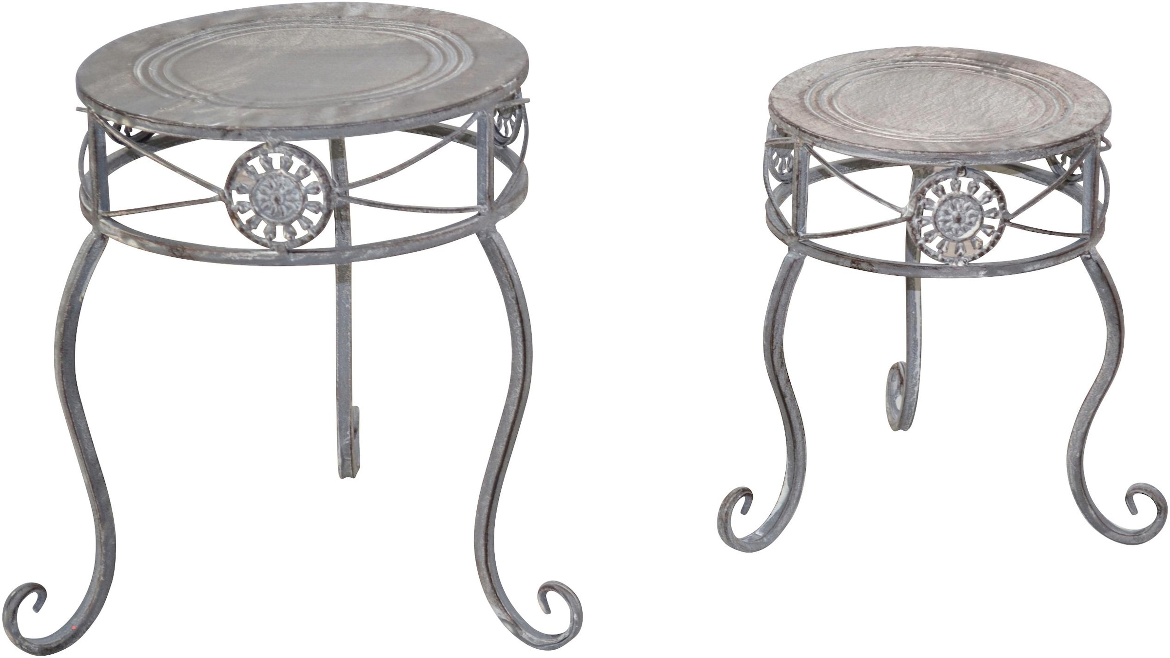 HOFMANN LIVING AND MORE Blumenhocker »Blumenständer im Shabby Look« Set, 2 Stk. tlg. mit verspielten Verzierungen aus lackiertem Metall