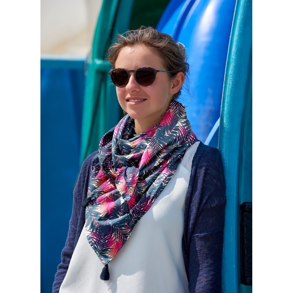 Foulard Pompon Tropical Fire