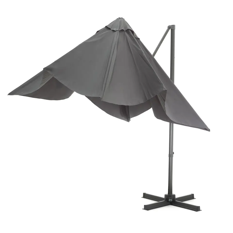 Kantelbare Zweefparasol 250x250 cm, Vierkant Zeil - Donker Grijs
