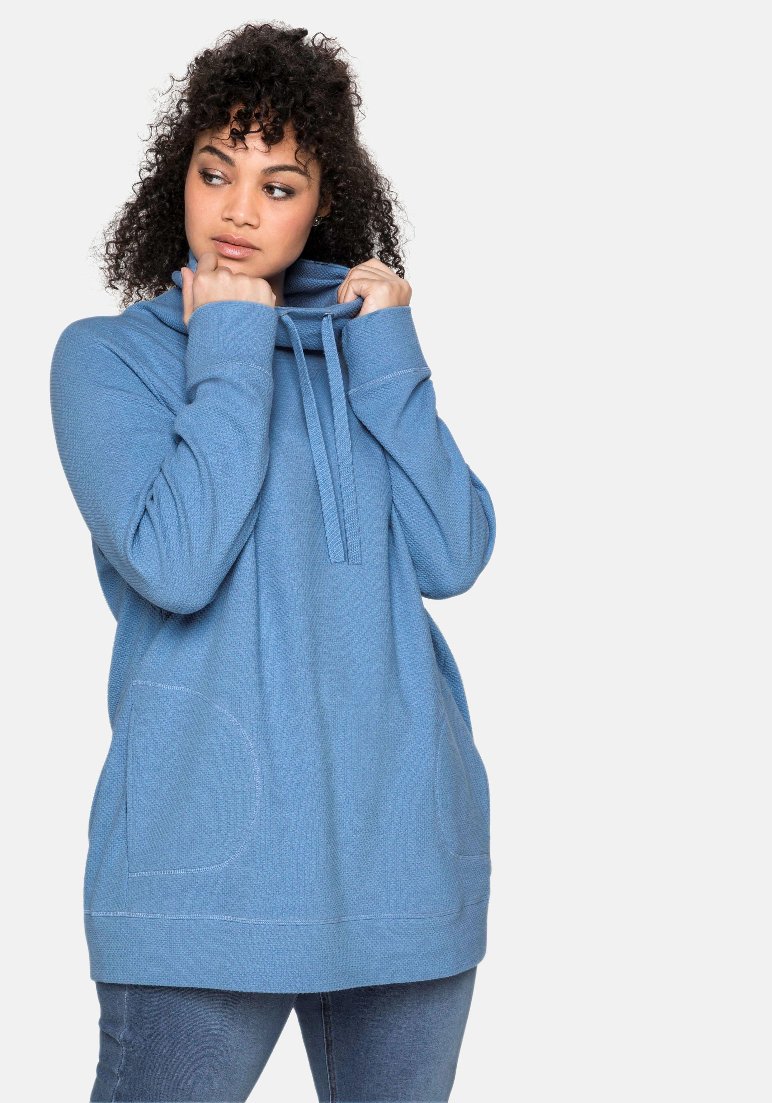 Sweatshirt mit Stehkragen, in Waffelpiqué-Optik