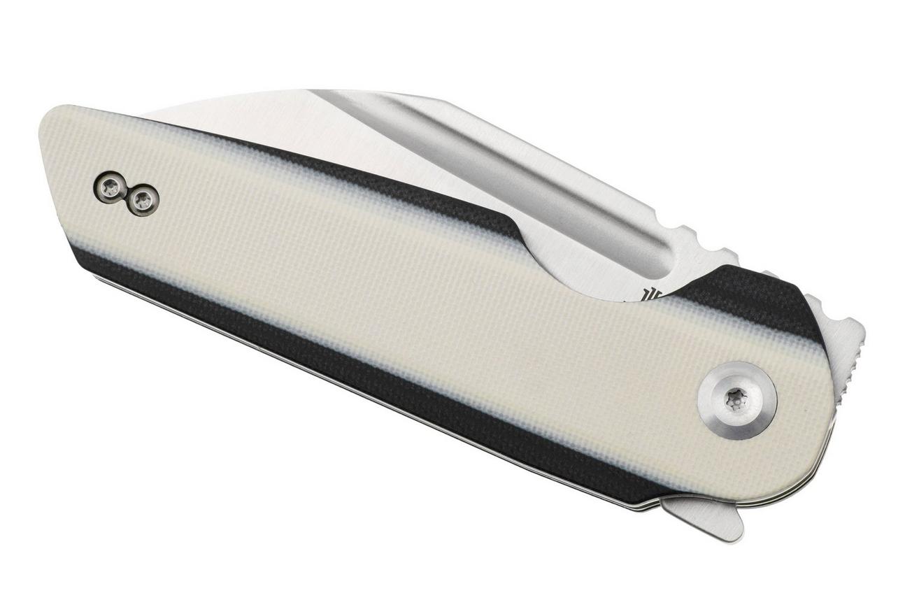 Tenable Knives Rafe L T1048A4 Satin 14C28N, Ivory White Black G10, zakmes, 4T5 design