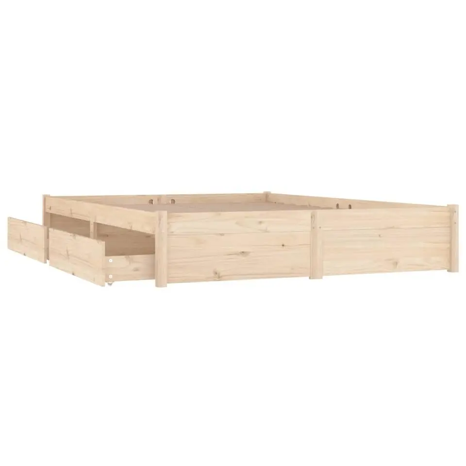 vidaXL - Bed frame met lades - Naturel - Massief grenenhout - 140x200 cm