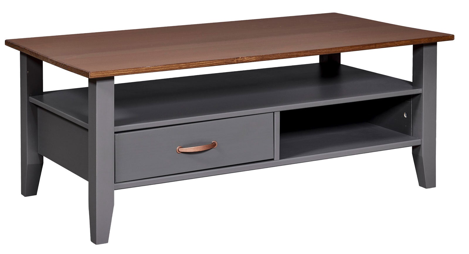 Couchtisch Niclas Massivholz grau/braun 115x45x60 cm