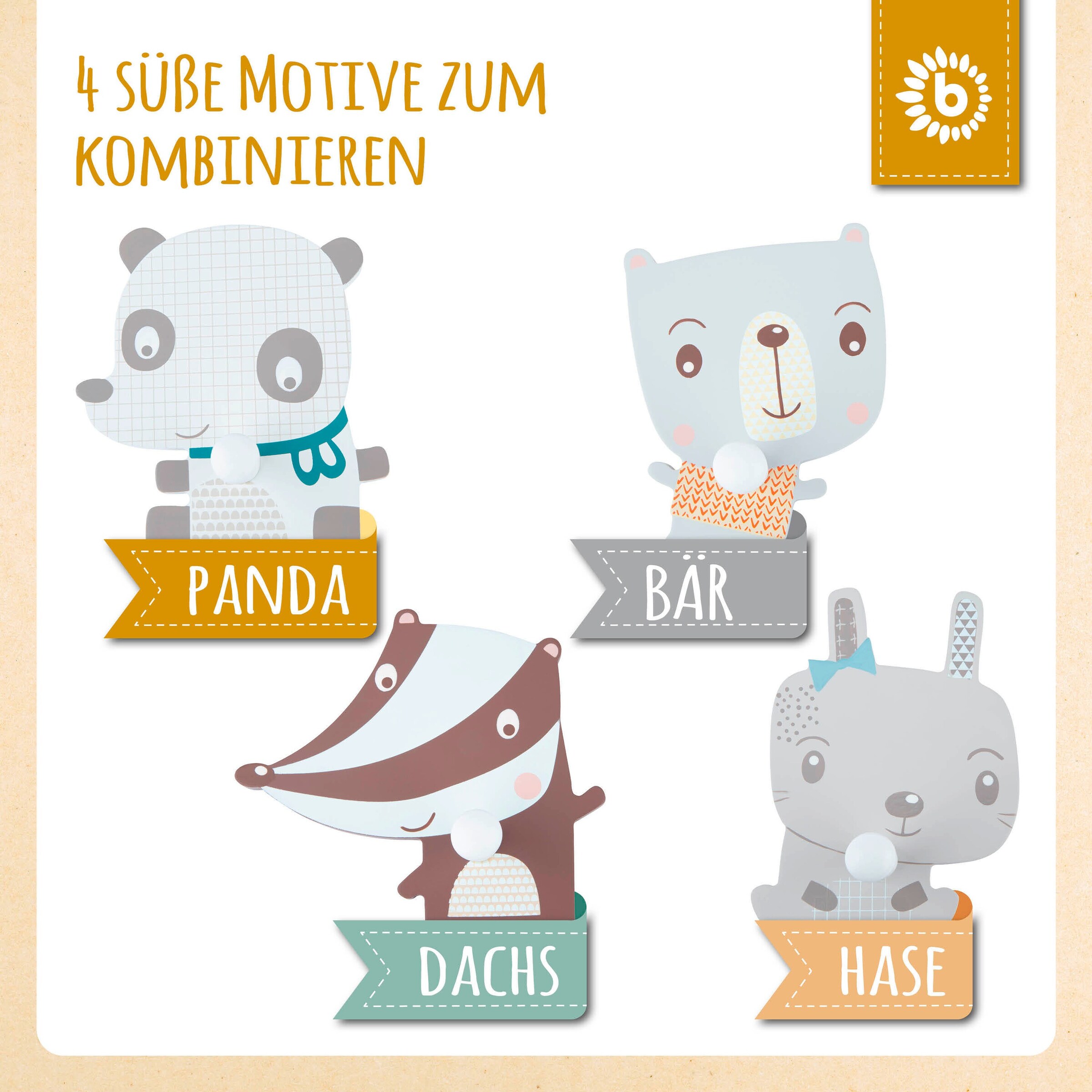 Bieco Kindergarderobe Panda Weiß
