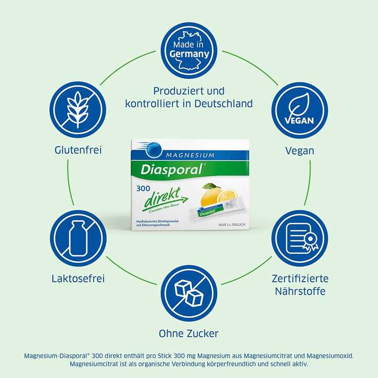 Magnesium Diasporal 300 direkt Granulat, 20 St