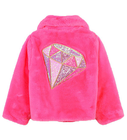 Billieblush Plysjakke - Party Pink m. Diamant/Pailletter