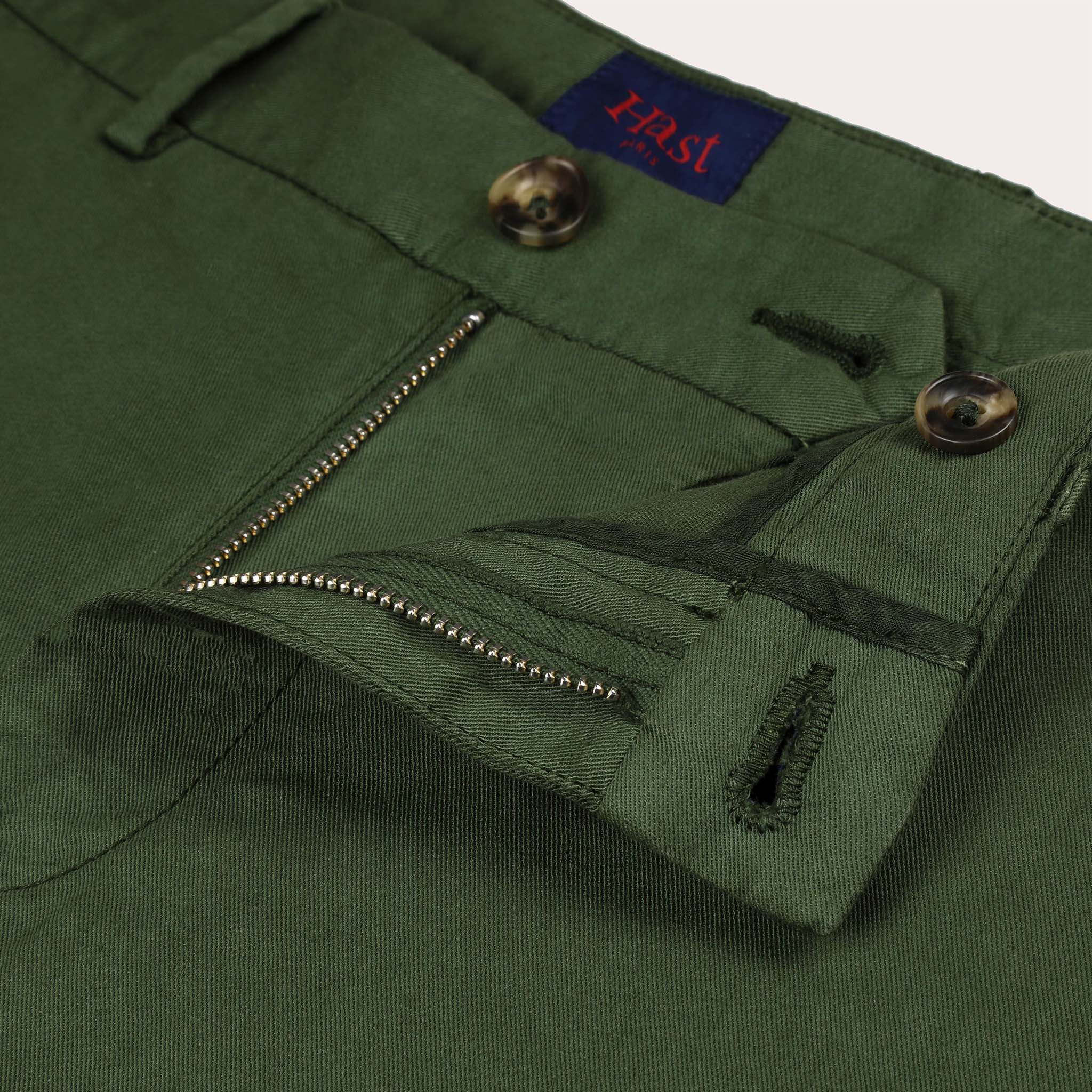 Green cotton and linen chinos
