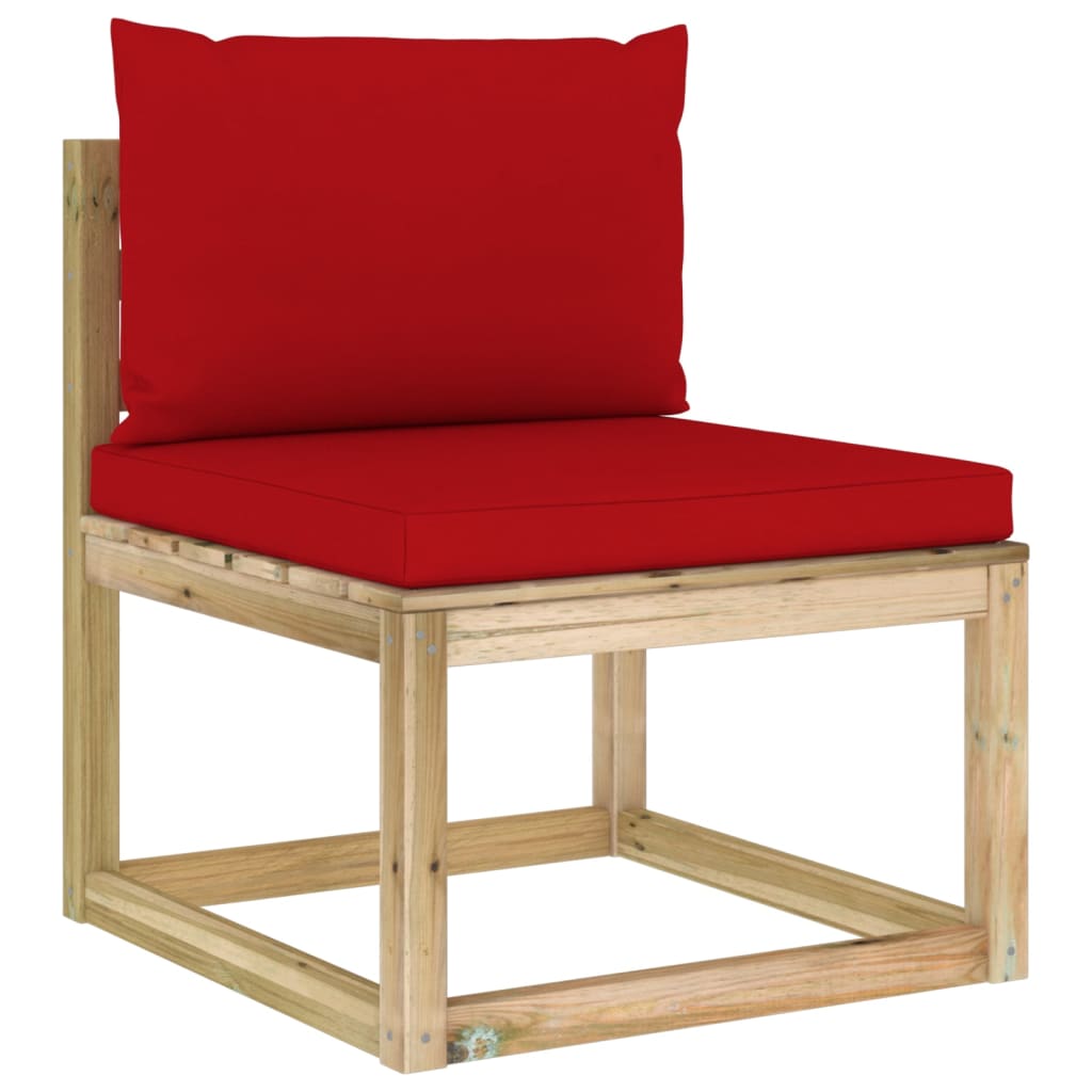 Salon de jardin meuble d'extérieur ensemble de mobilier 10 pièces avec coussins bois de pin imprégné