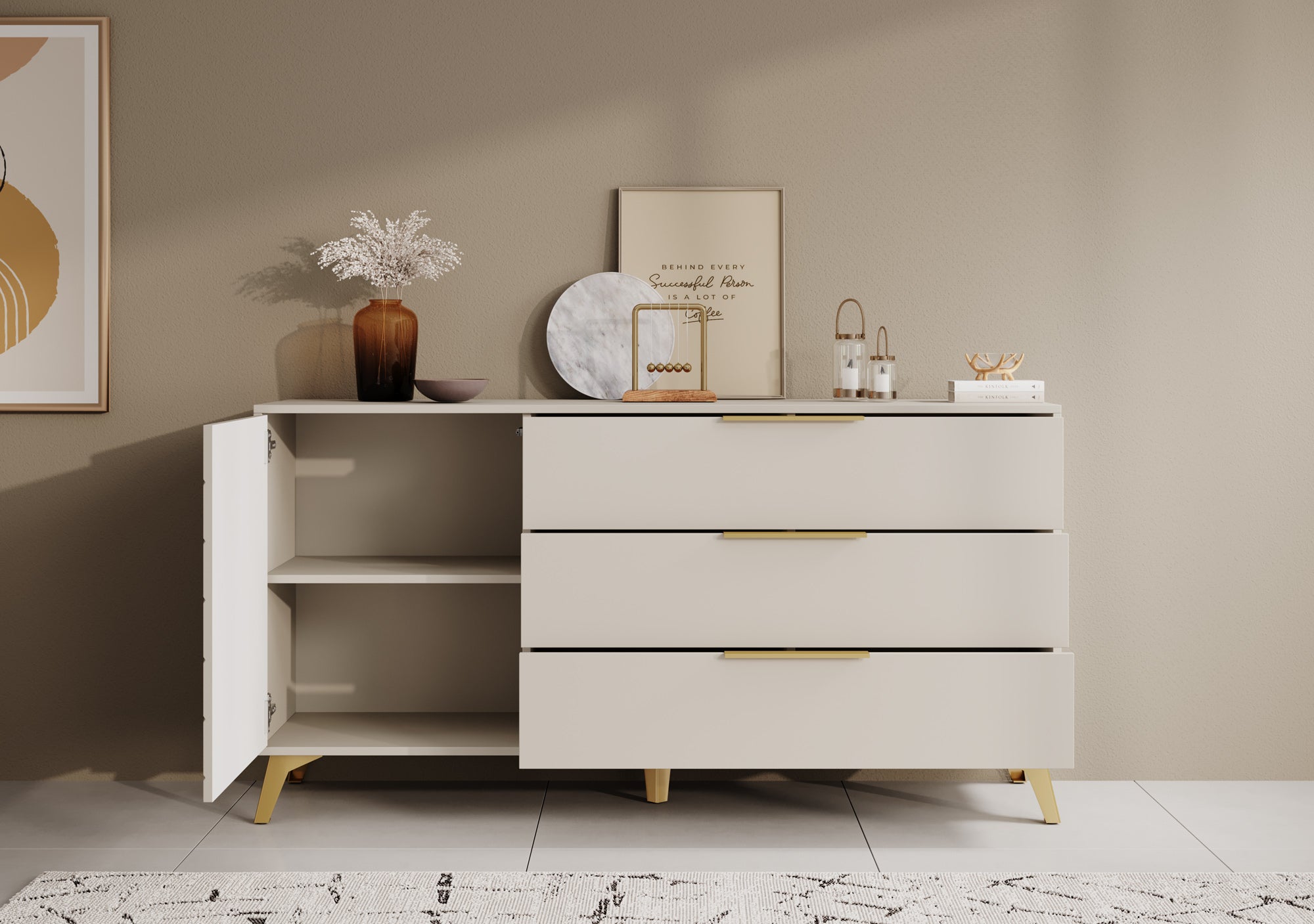 Xiano - Dressoir - Beige - 154x40x80 cm
