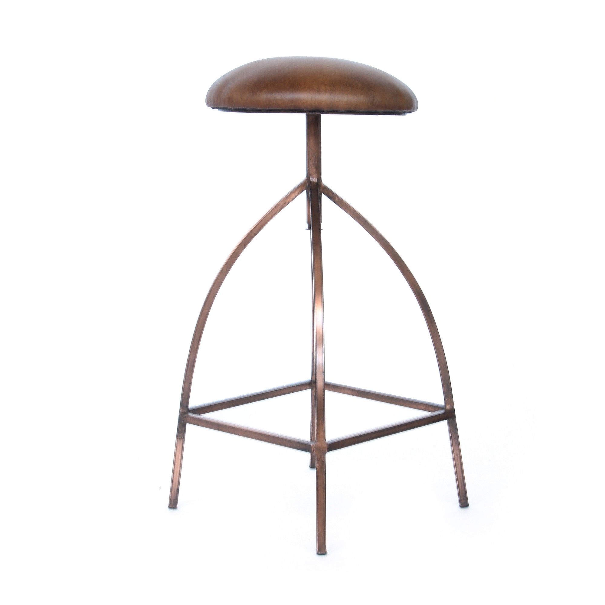 Barhocker 'Vault', cognacbraun, messing, T 36 cm, B 36 cm, H 75 cm von fischer's lagerhaus