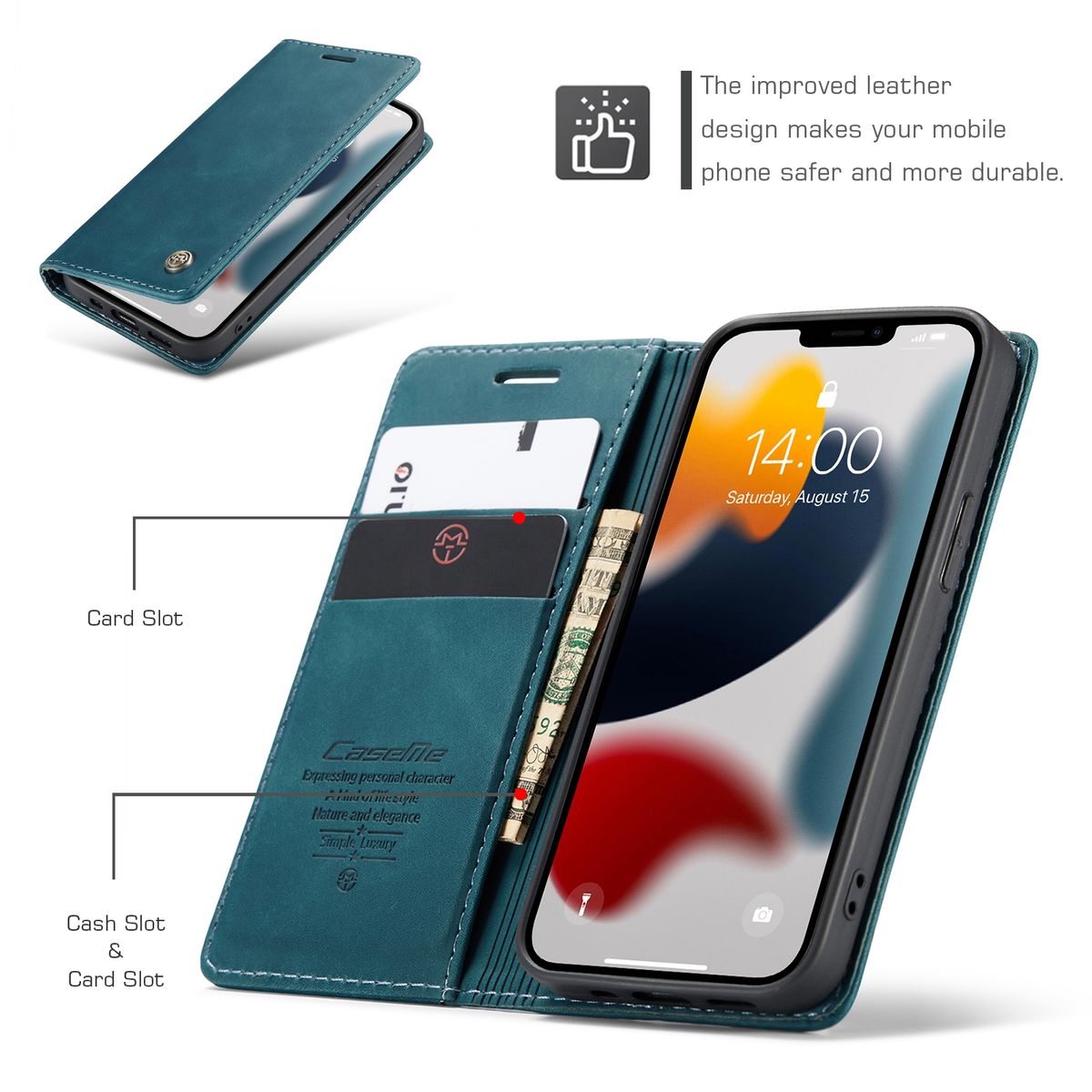 Hülle Handy Schutz für Apple iPhone 13 Case Flip Cover Tasche Etuis Bumper Blau