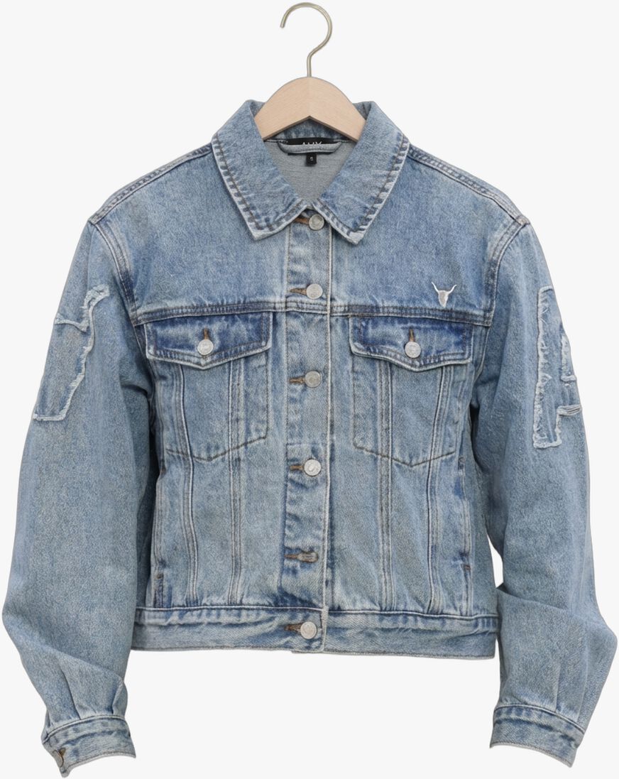 lichtblauwe alix the label spijkerjas ladies woven soft denim patch jacket