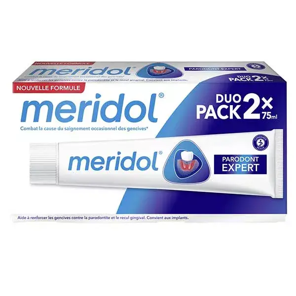 Pasta de dentes Meridol Parodont Expert, embalagem com 2 unidades de 75ml