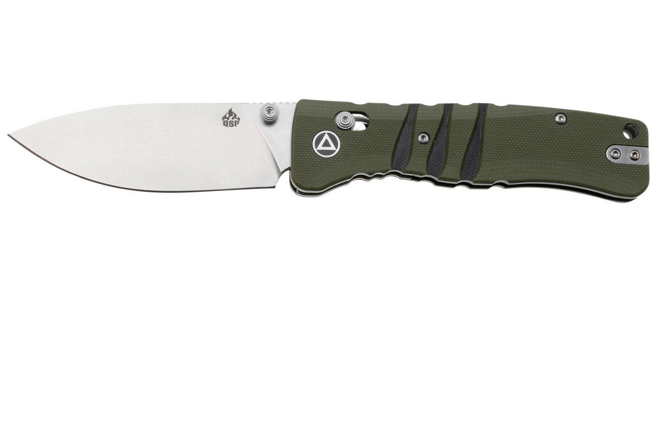 QSP Knife Ripley QS160-C1 Stonewashed 14C28N Olive Green Black G10, zakmes, Keanu Alfaro design