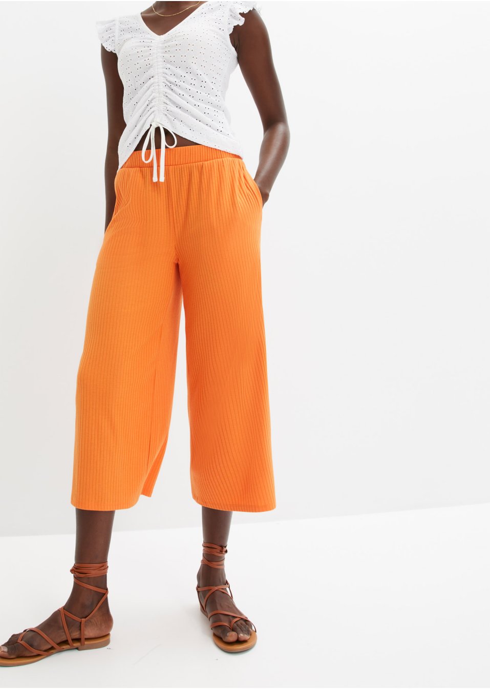 Jupe-culotte en jersey côtelé avec taille confortable