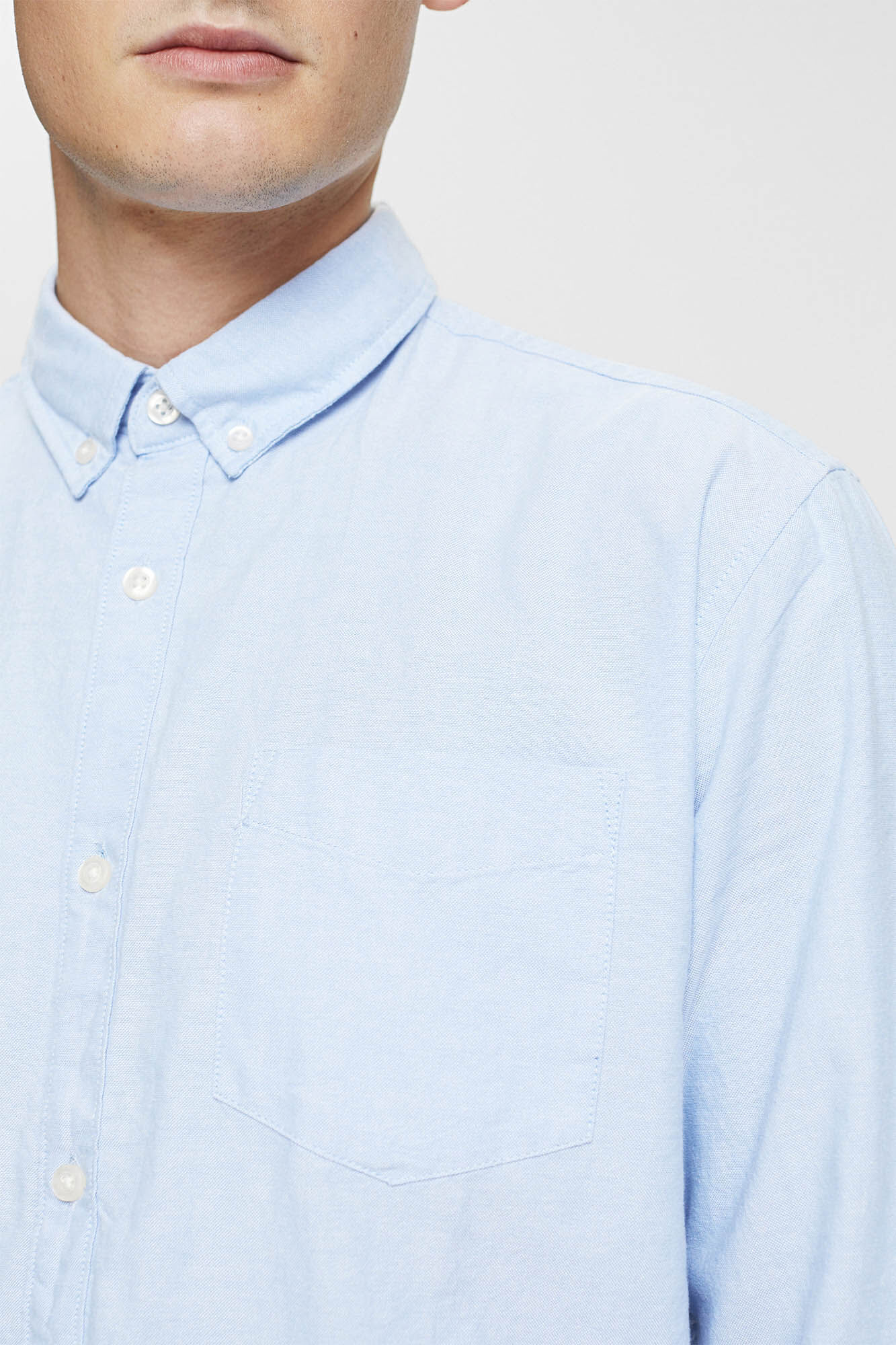 Camisa Oxford clássica, 100% algodão - Azul