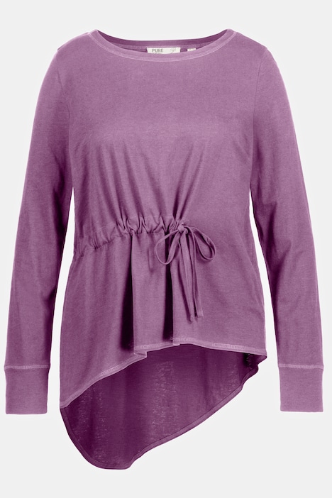Shirt, Zipfelsaum, Rundhals, Langarm, Biobaumwolle