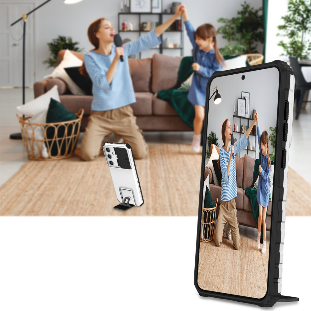 Samsung Galaxy S24  Plus Hybrid Outdoor Hardcase Hülle mit Cam-Slider   Kickstand - Weiss (Matt)
