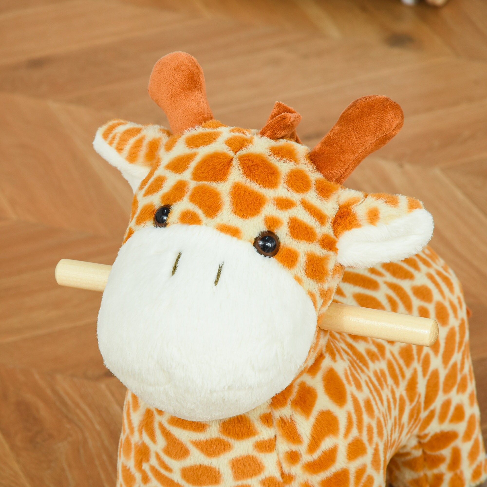 HOMCOM Schaukeltier Spielzeug, Triceratops, Giraffe Gelb 63 x 38 x 63 cm (LxBxH)