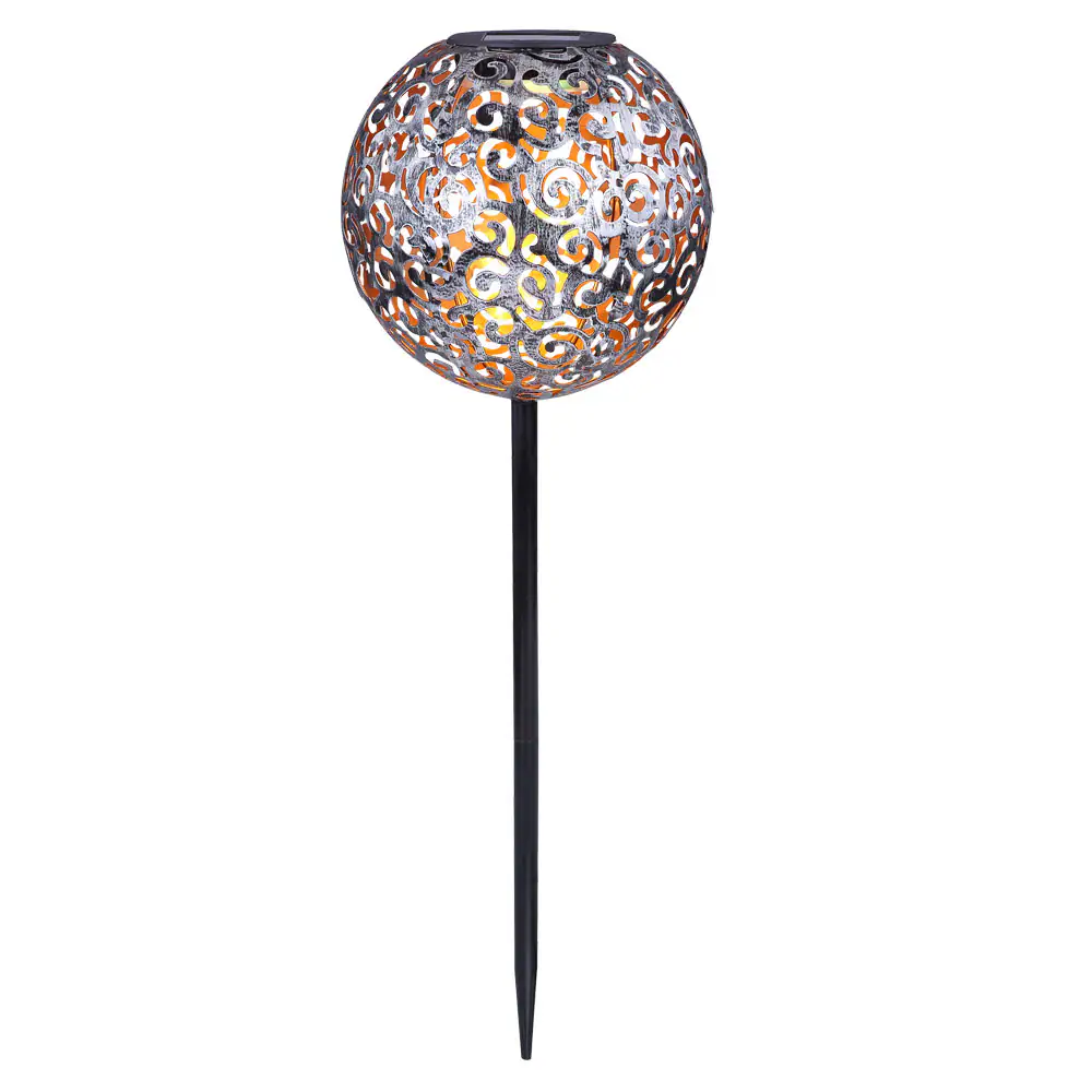 LED Solarleuchte, Kugel silber, orientalisch, D 18,5 cm