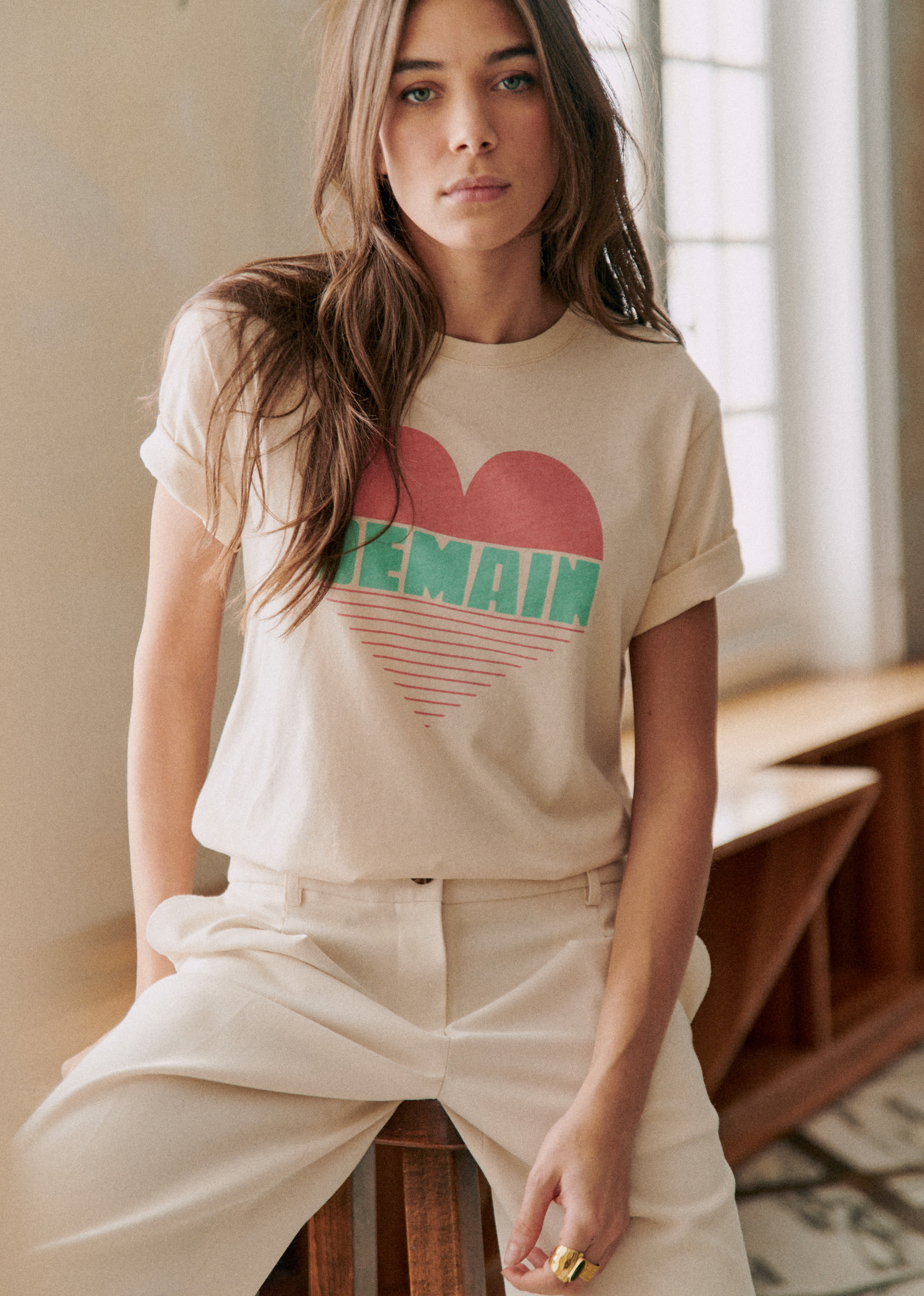 T-Shirt Coeur Demain - Création Solidaire - Crème / Multico - E-SHOP/T-SHIRTS 5905329