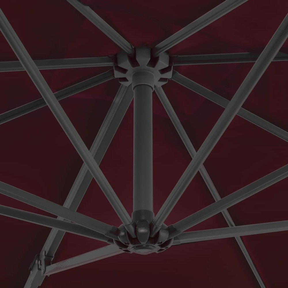 Parasol déporté avec mât en aluminium 250 x 250 cm bordeaux