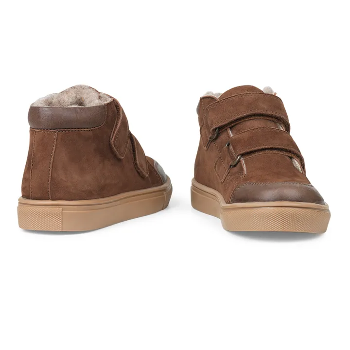 Petit Nord Baskets Fourrées 2 Scratchs Toasty | Chocolat